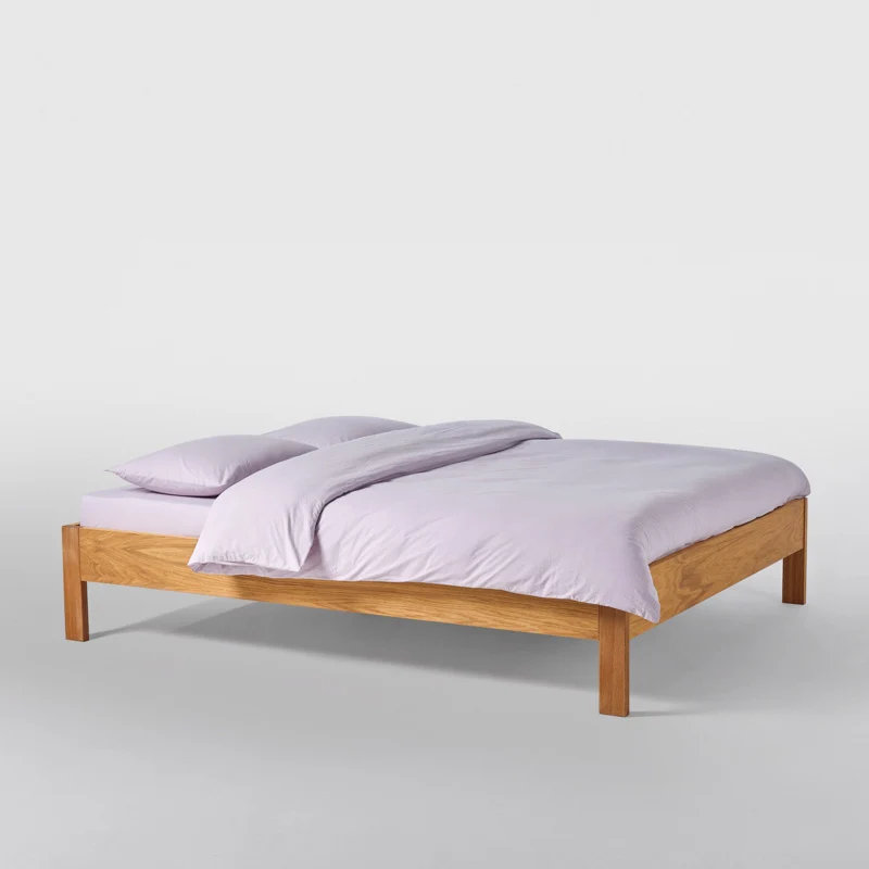 Parure de lit en percale de coton lavé 300 fils • Lilas