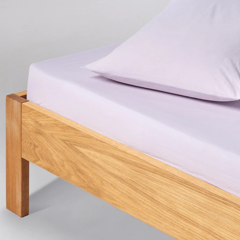 Drap housse en percale de coton lavé 300 fils • Lilas