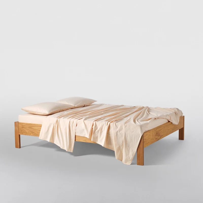 Drap plat en percale de coton lavé 300 fils • Jaune Mimosa