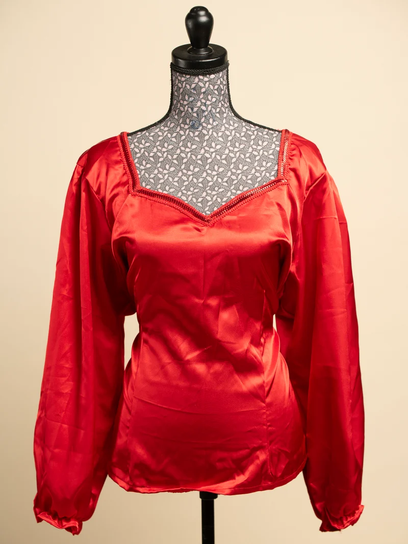Body satin manche longue bouffante