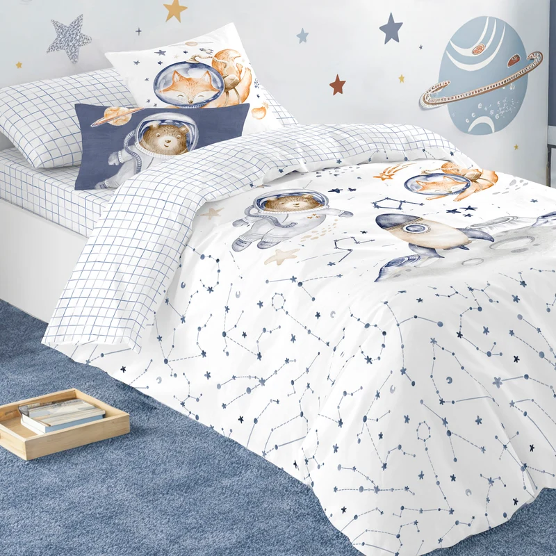 FUNDA NÓRDICA ESTAMPADA INFANTIL INTERESTELLAR 100% ALGODÓN