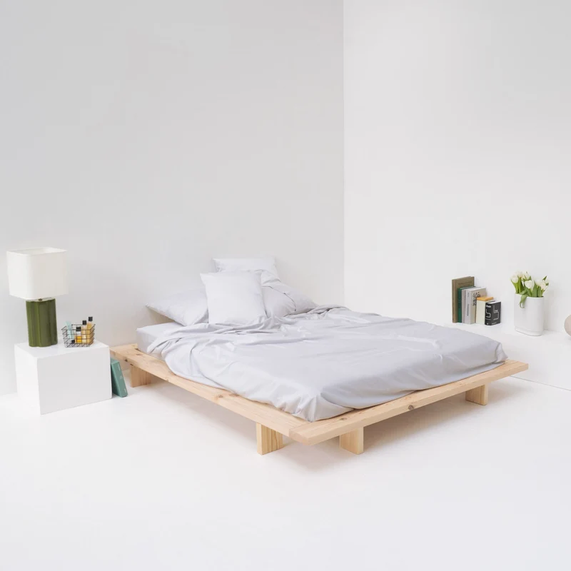 Drap plat en satin de coton égyptien 300 fils • Gris Galet