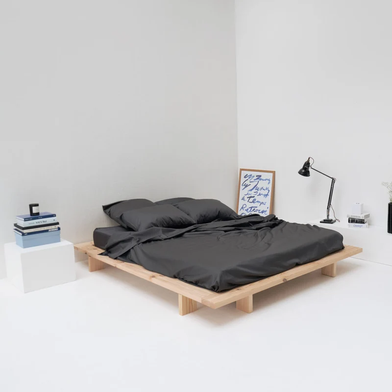 Drap plat en satin de coton égyptien 300 fils • Gris Graphite