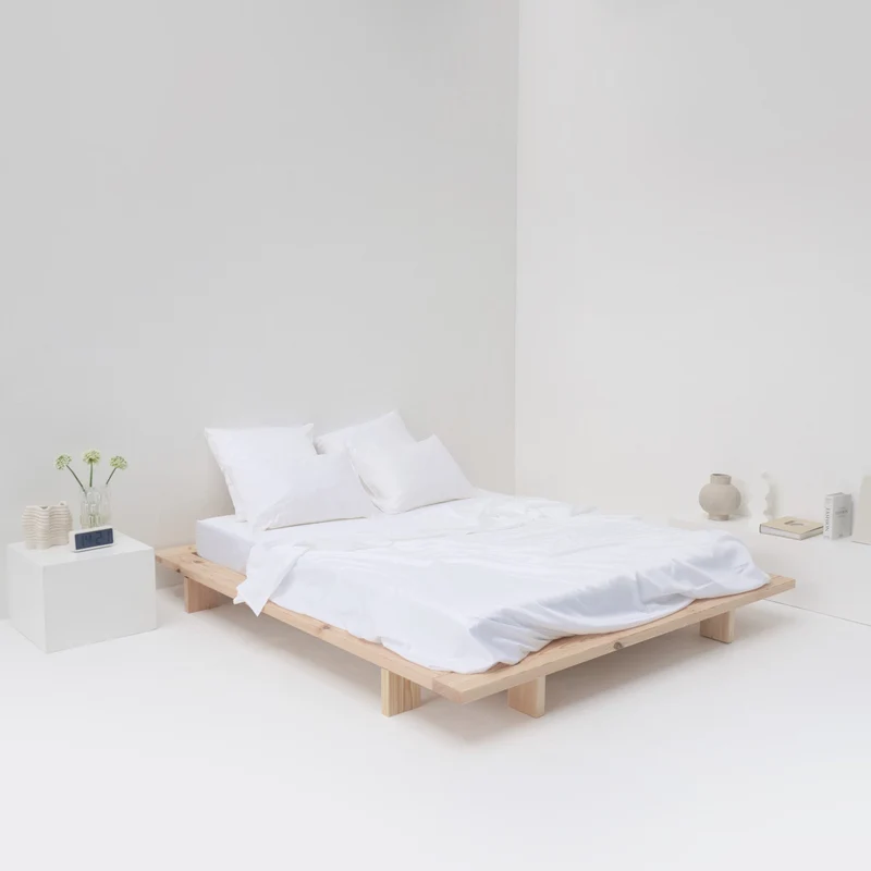 Drap plat en satin de coton égyptien 300 fils • Blanc