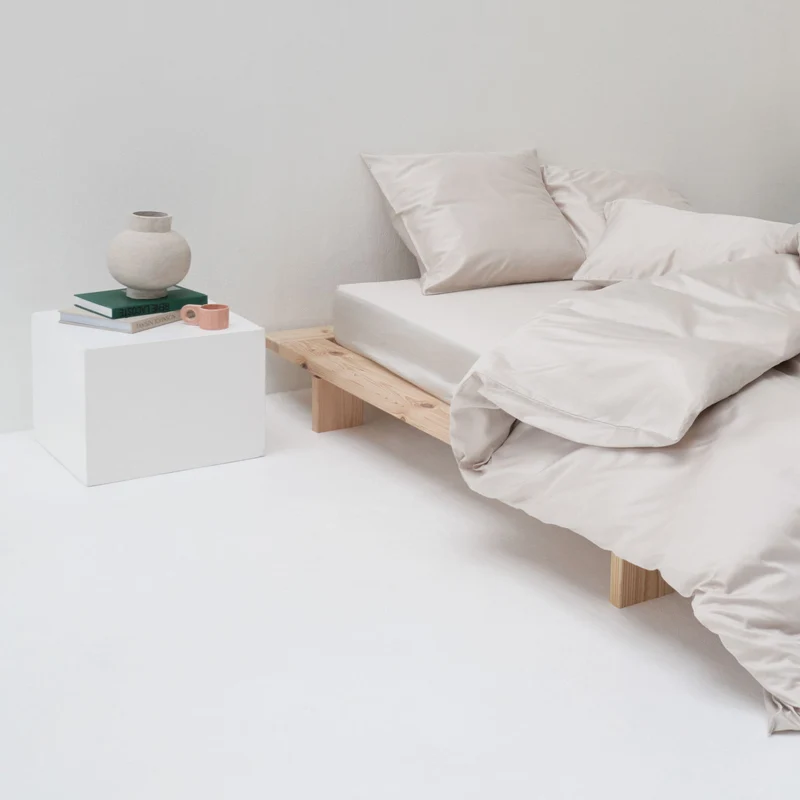 Drap housse en satin de coton égyptien 300 fils • Beige Sable