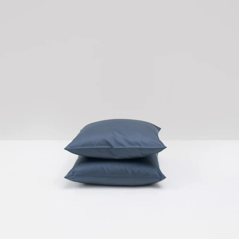 2 taies d'oreiller en satin de coton égyptien 300 fils • Bleu Orage