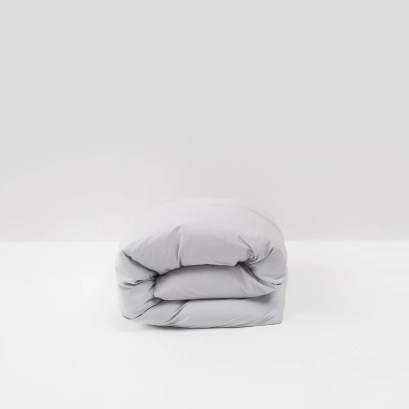 Housse de couette en percale de coton lavé 300 fils • Gris Galet