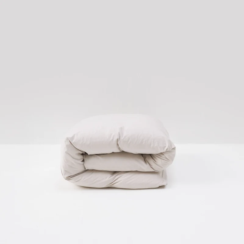 Housse de couette en percale de coton lavé 300 fils • Beige Sable