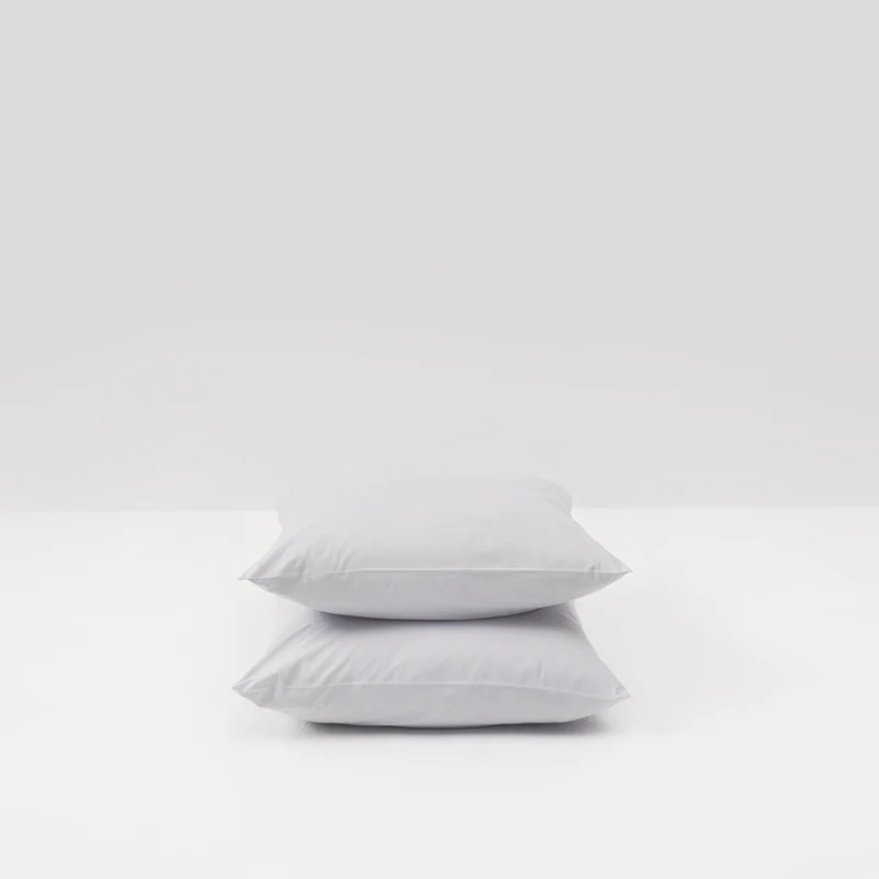 2 taies d'oreiller en percale de coton lavé 300 fils • Gris Galet