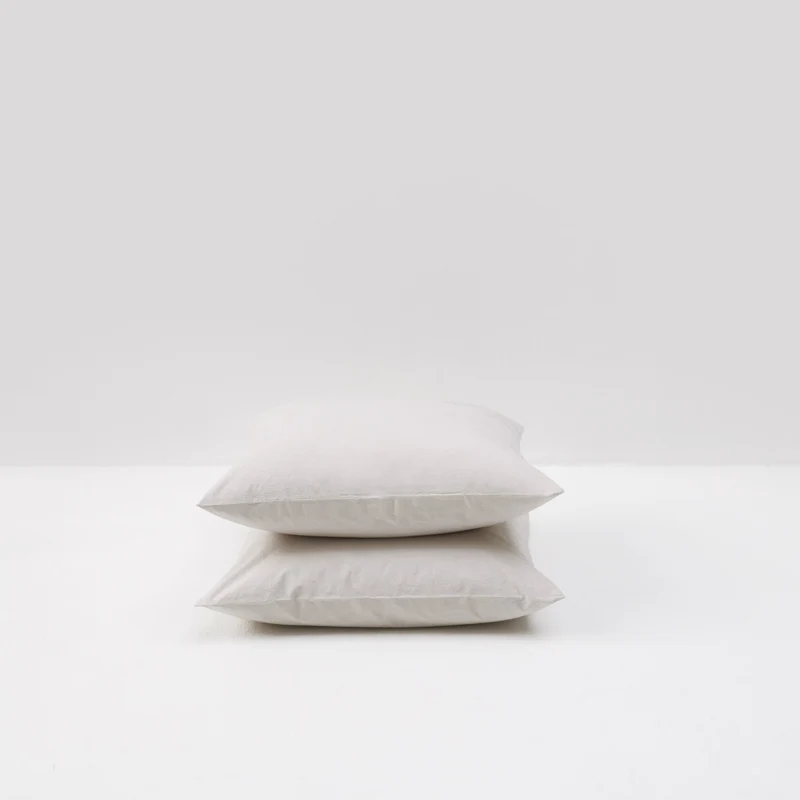 2 taies d'oreiller en percale de coton lavé 300 fils• Beige Sable