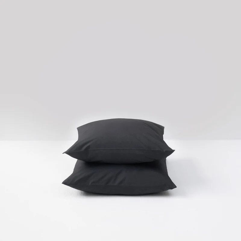 2 taies d'oreiller en percale de coton lavé 300 fils • Gris Graphite