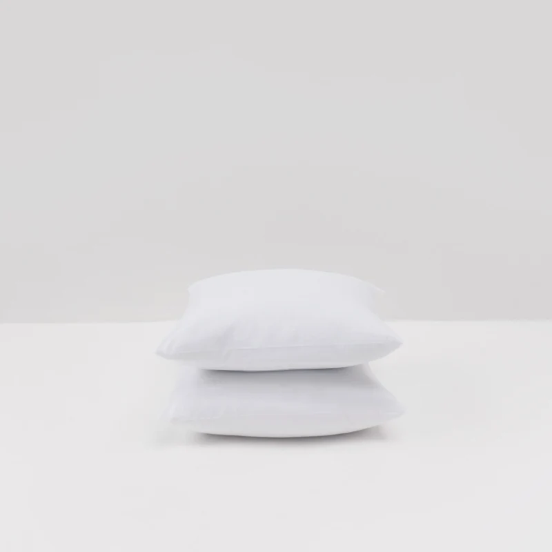 2 taies d'oreiller en percale de coton lavé 300 fils • Blanc