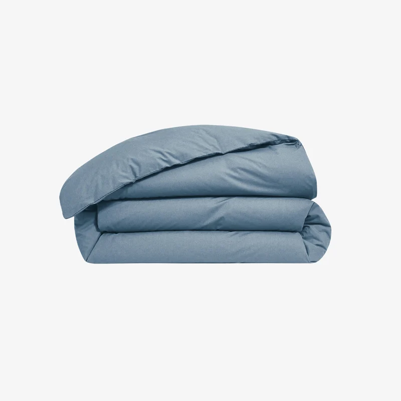 Housse de couette percale de coton 80 fils bleu jean