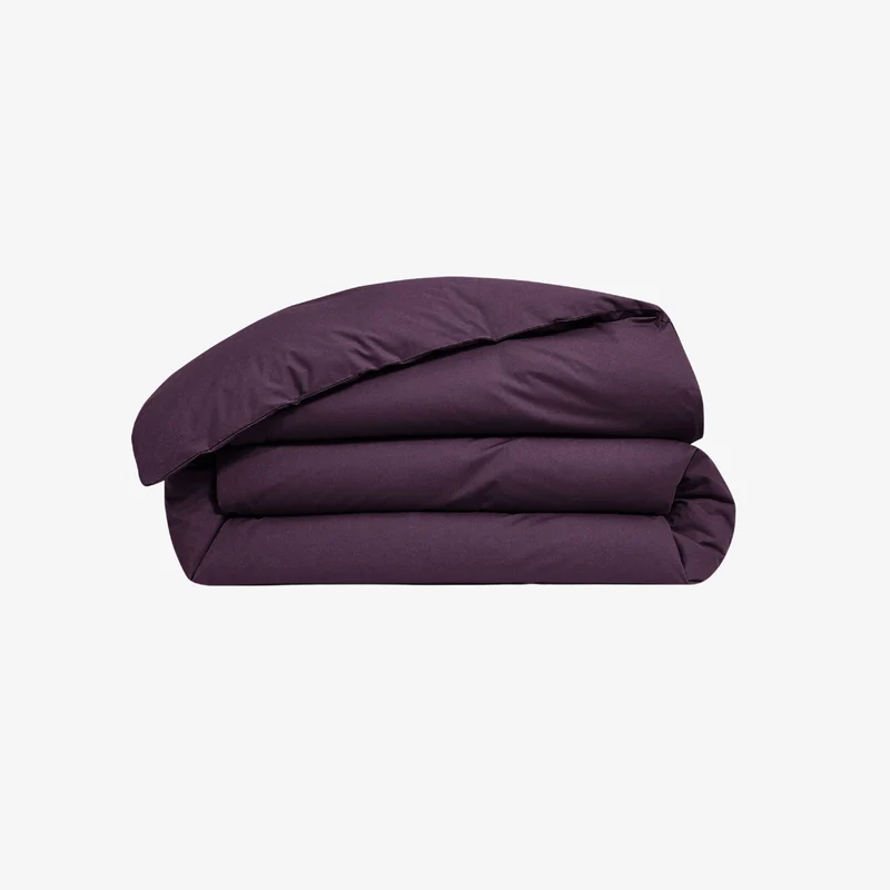 Housse de couette percale de coton 80 fils aubergine