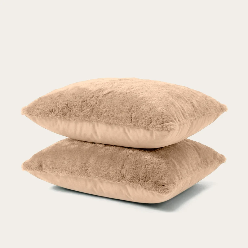 Kussenslopen | Teddy Plush | Taupe | Set van 2