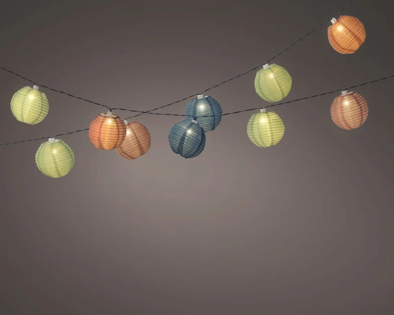 LAMPIONS SOLAIRE - Lampions multicolores blanc chaud 10 led 450 cm