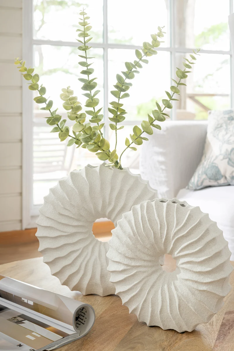 VASE ROND finition sablé blanc H29,5 cm
