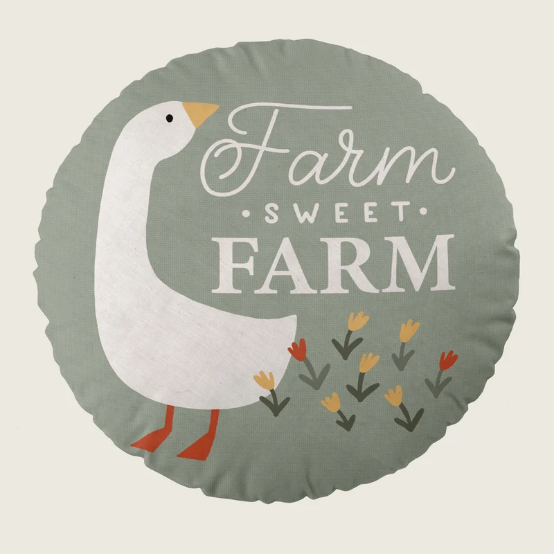 COJÍN REDONDO CUNA BEBÉ ESTAMPADO FARM LIFE