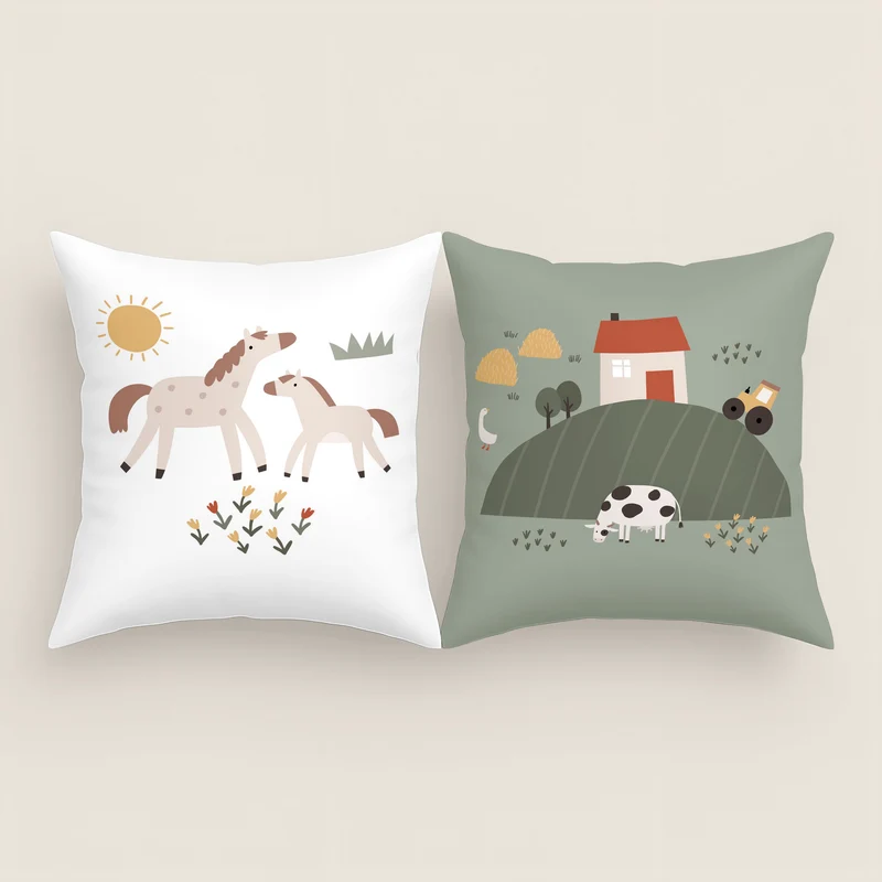 FUNDA DE COJÍN CUNA BEBÉ FARM LIFE 100% ALGODÓN