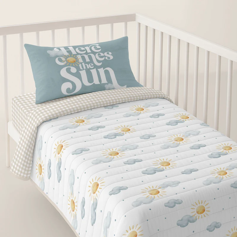 COLCHA BOUTI REVERSIBLE CUNA BEBÉ SUN 100% ALGODÓN