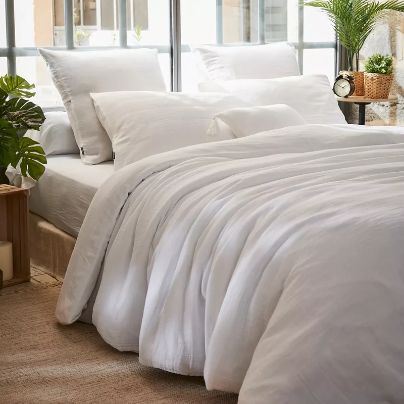 GAIA - Linge de lit gaze de coton Blanc Chantilly